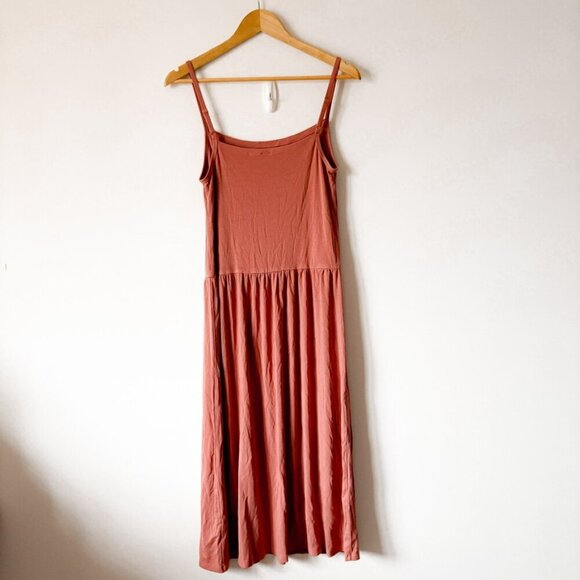Aritzia Wilfred Stabat Scoop Neck Midi Dress Earthen Red Size Medium - Picture 6 of 8